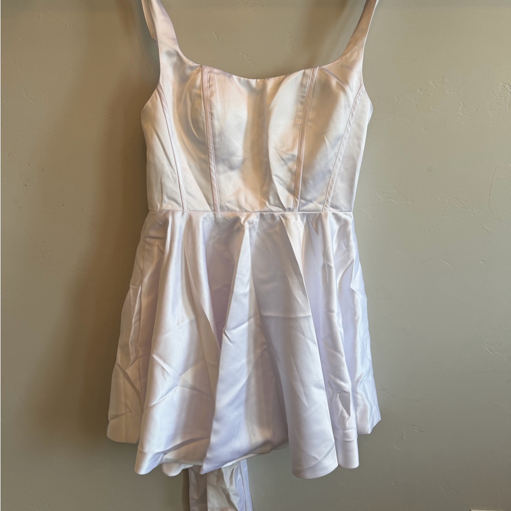 White Satin Fit-And-Flare Mini Dress